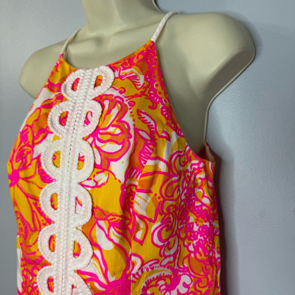 Lilly Pulitzer Annabelle Sunshine Yellow Sea And Be Seen Lace Shift Dress Sz 2 - Picture 4 of 10